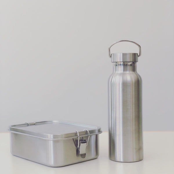 Lunch Box and Drink Bottle Set - 100% stainless steel