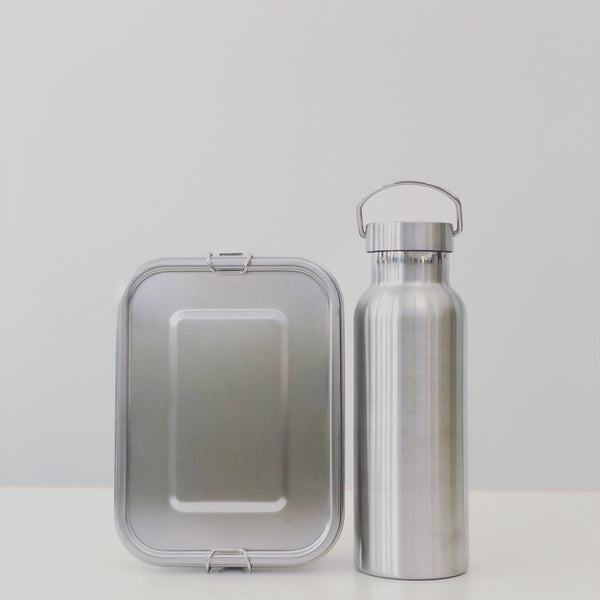 Lunch Box and Drink Bottle Set - 100% stainless steel