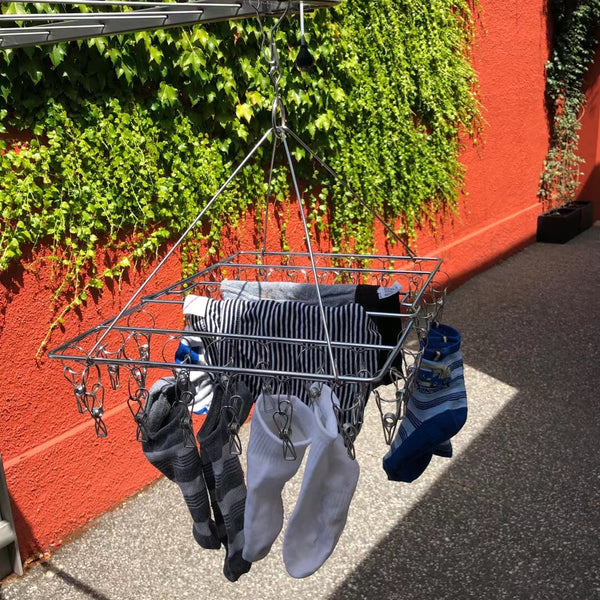 Foldable Stainless Steel Sock Hanger with 24 or 36 Pegs