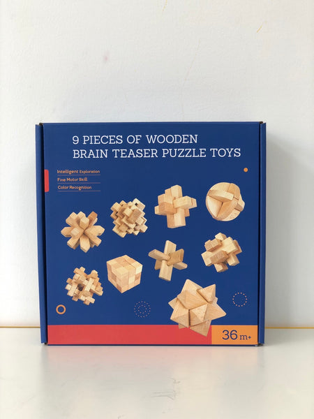 Wooden Puzzle Brain Teaser Educational Games 9-1 Gift Set